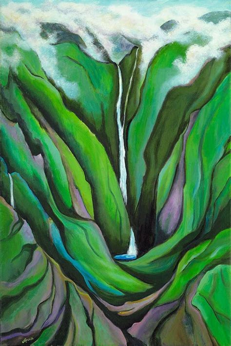 Papalaua Falls – Triptych Piece 2 – Molokai Art From The Heart