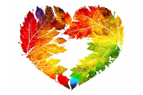 Premium Photo Heart Shape Made Up Of Leaves Of Different Colors Of The Same Color Generative Ai