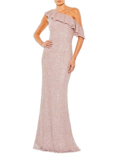 Mac Duggal One Shoulder Sequin Embellished Gown In Pink Lyst