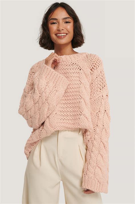 Chunky Cable Knitted Sweater Rose Na Kd