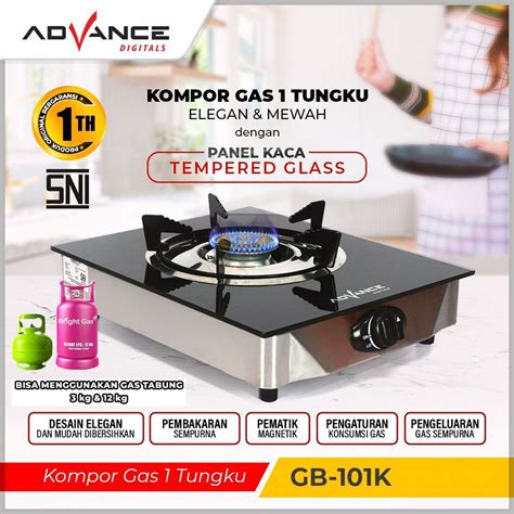 Jual Advance Kompor Gas Kaca 1 Tungku GB 101K Tempered Glass GB 101 K