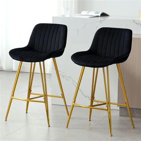 Wahson Breakfast Bar Stools Set Of 2 Velvet Kitchen Counter Stools With