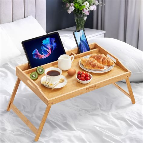 Bentism Bamboo Bed Tray Breakfast Serving Table Laptop Desk With