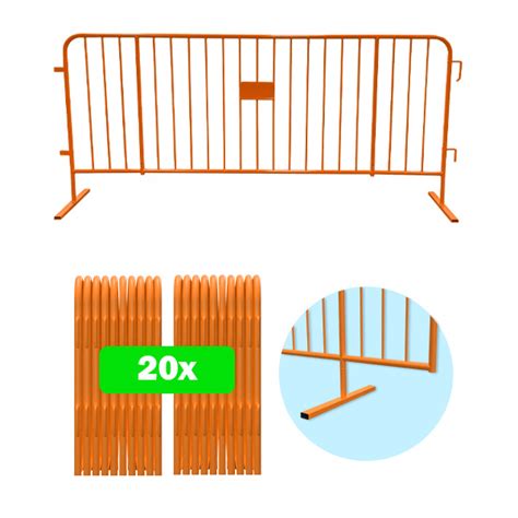 85ft Heavy Duty Steel Barricade 20 Pack Orange Barricade Bundle