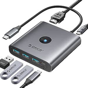 ORICO Station D Accueil USB C Concentrateur USB C 6 En 1 Avec HDMI 4K