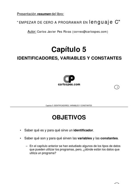 Capitulo 05 Identificadores Variables Y Constantes Pdf Variable Informática Algoritmos