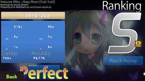 【osuripple】 Hatsune Miku Hazy Moon Yuki Yuki Rank S Hd Fc 1