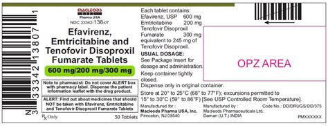 Dailymed Efavirenz Emtricitabine And Tenofovir Disoproxil Fumarate Tablet Film Coated