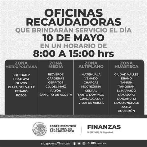 BRINDARÁN ATENCIÓN OFICINAS ESTATALES Y RECAUDADORAS ESTE 10 DE MAYO