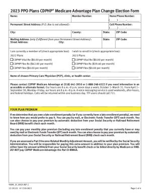 Fillable Online Medicare Ppo Plan Election Change Form Aep