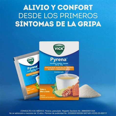 Té Antigripal Vick Pyrena Con Paracetamol Sabor A Miel Y Limón 10