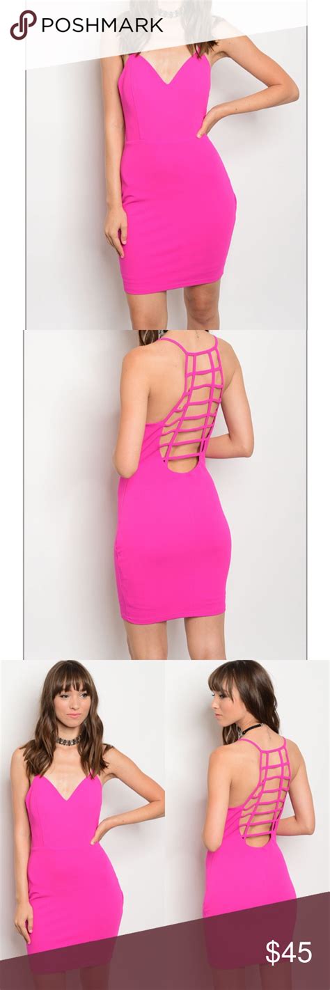 Hot Pink Spaghetti Strap Bodycon Dress