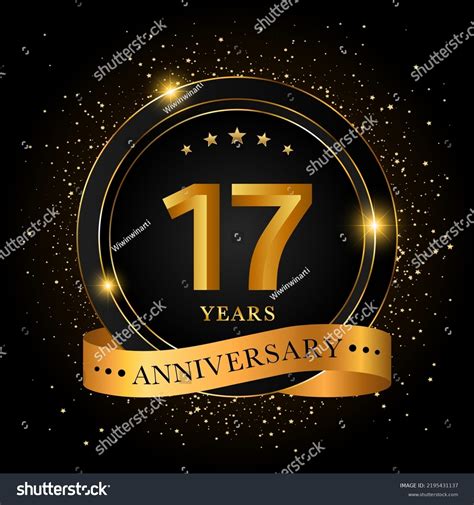 17 Years Anniversary Golden Anniversary Celebration Stock Vector ...