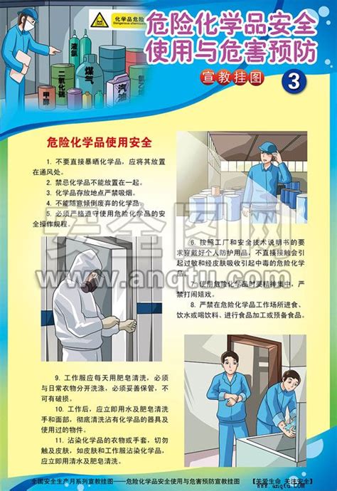 危险化学品安全使用与危害预防宣教挂图 安全生产挂图 车间安全生产 安全生产挂图网