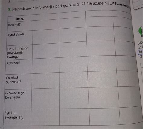 Na Podstawie Informacji Z Podr Cznika S Uzupe Nij Cv