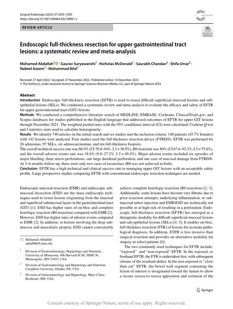 Endoscopic Full Thickness Resection For Upper Gastrointestinal Tract