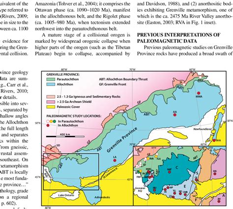 Map of the Grenville Province (after Carr et al., 2000, their figure ...