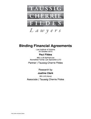 Fillable Online Binding Financial Agreements Fax Email Print PdfFiller