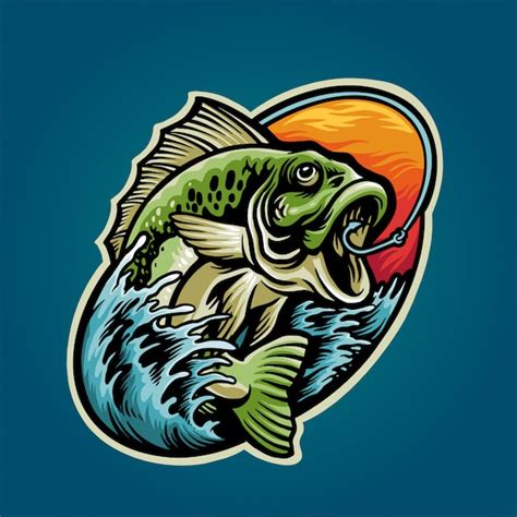 Holen Sie Sich Bass Fisch Illustration Premium Vektor