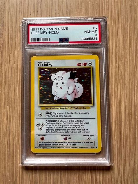 1x POKEMON CLEFAIRY HOLO 1999 BASE SET CARD PSA 8 RARE ENG Kaufen Auf