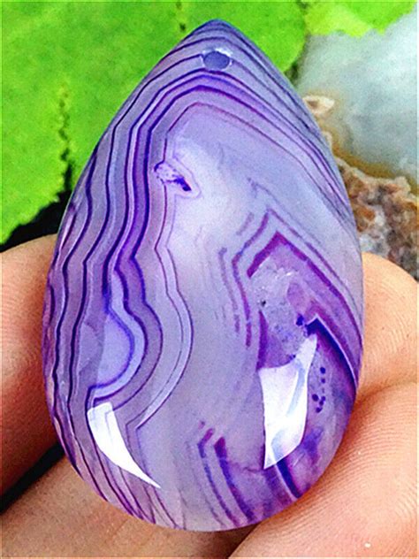 GV17084 42x23x7mm Purple White Stripes Agate Teardrop Pendant Bead EBay