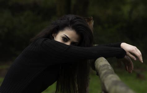 Wallpaper Girl Grass Brunette Green Forest Sight for mobile and desktop section девушки