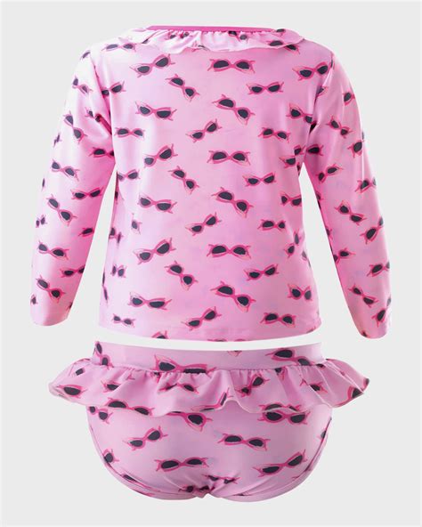 Rachel Riley Girl's Sunglasses Rashguard Two-Piece Swimsuit, Size 2-10