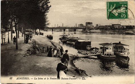 Asnieres La Seine Et Le Ponton Du Bateau Passeur Cartorum