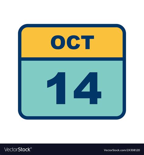 October 14th date on a single day calendar Vector Image