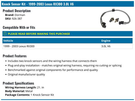 1999-2003 Lexus RX300 Knock Sensor - Dorman 926-387 - - PartsGeek.com