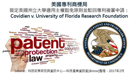 專利情報 ： 美國專利商標局裁定美國州立大學適用主權豁免原則並駁回專利複審申請：covidien V University Of