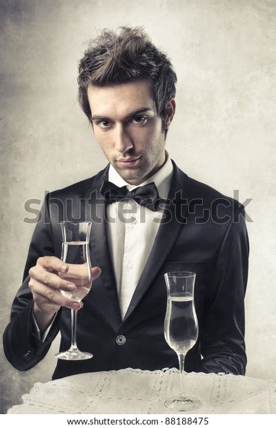 Handsome Man Holding Glass Wine Stock Photo Shutterstock