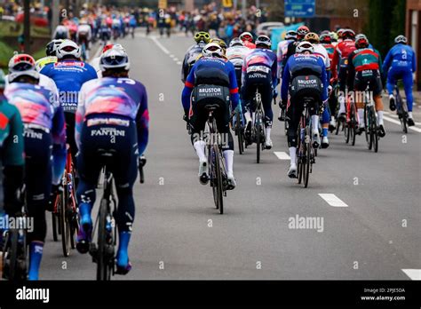 Oudenaarde Belgium Nd Apr The Pack Of Riders Pictured In