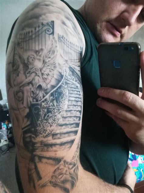 Angel And Stairway To Heaven Tattoo