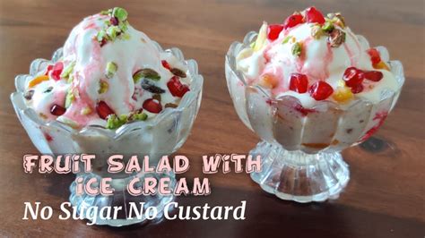 Fruit Salad With Ice Cream And Custard