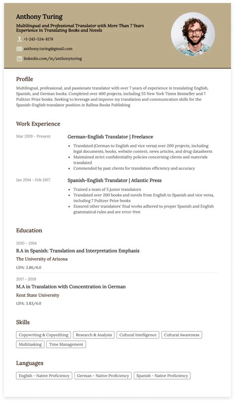 Translator Resume Resume Example Tips Cakeresume