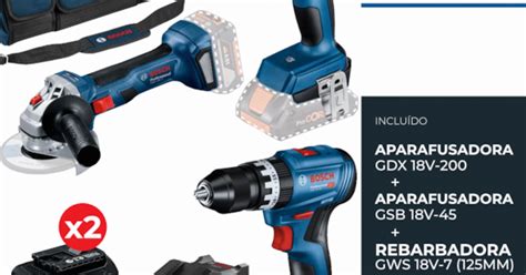 Kit Bosch Profissional Aparafusadora Gsb 18v 45 Aparafusadora Impacto