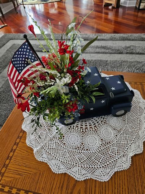 Patriotic Truck Centerpiece Red White And Blue Truck Patriotic Floral