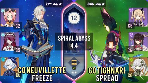 C0 Neuvillette Freeze C0 Tighnari Spread Spiral Abyss 4 4 Floor 12