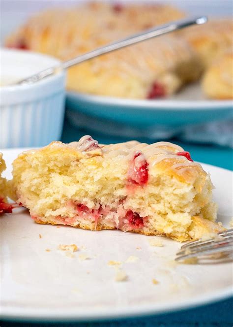 Fresh Strawberry Scones Recipe With A Vanilla Glaze