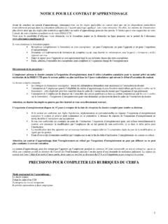 NOTICE POUR LE CONTRAT DAPPRENTISSAGE Notice Pour Le Contrat D