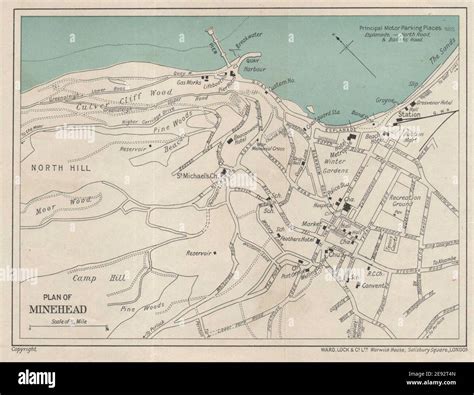 MINEHEAD vintage town/city plan. Somerset. WARD LOCK 1936 old vintage map Stock Photo - Alamy