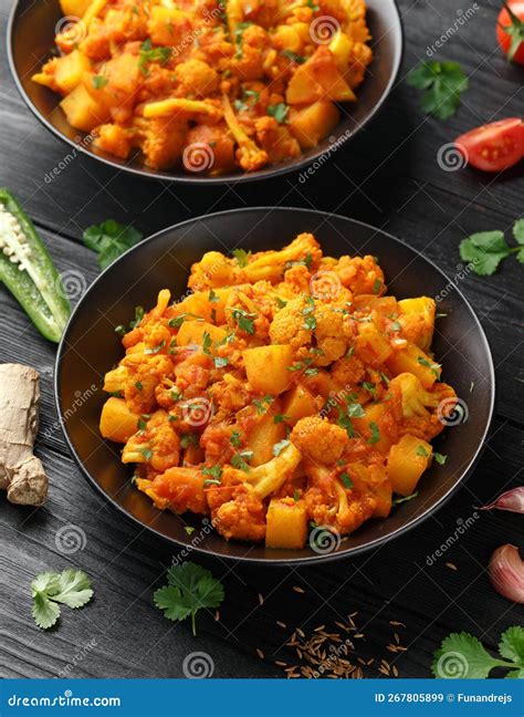 Aloo Gobi Traditional Indian Dish With Cauliflower And Potato Stock Image Image Of Cuisine