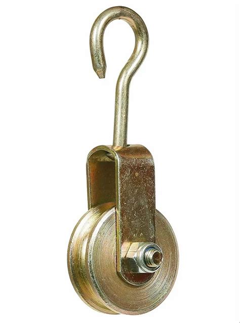 Hand Mild Steel QBM Solid Metal Roller Pulley With Hook For Lifting