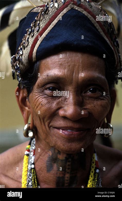 Malaysia Borneo Island Sarawak Province Iban Warrior Dayak Stock