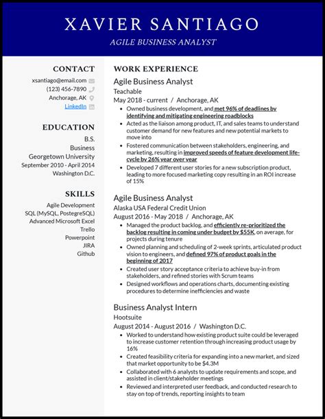 3 Agile Business Analyst Resume Examples Built For 2024