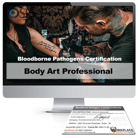 OSHA Bloodborne Pathogens Online Certification For Body Artistst