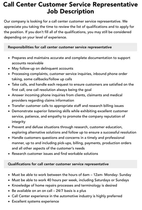 Call Center Customer Service Representative Job Description Velvet Jobs