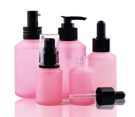 Slant Shoulder Matte Black Skin Care Set Glass Cosmetic Bottle