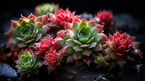 Premium AI Image | Emerging Evergreen Sempervivum Succulents